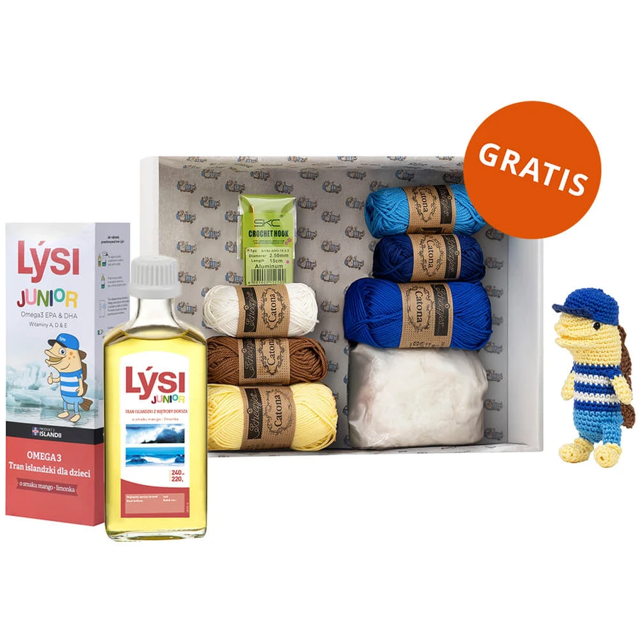 Lysi Junior Omega 3 Icelandic Trance for Kids, mango-lime flavor, 240 ml + free crochet kit