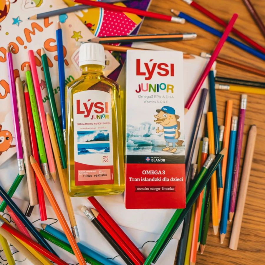 Lysi Junior Omega 3 Icelandic Trance for Kids, mango-lime flavor, 240 ml + free crochet kit