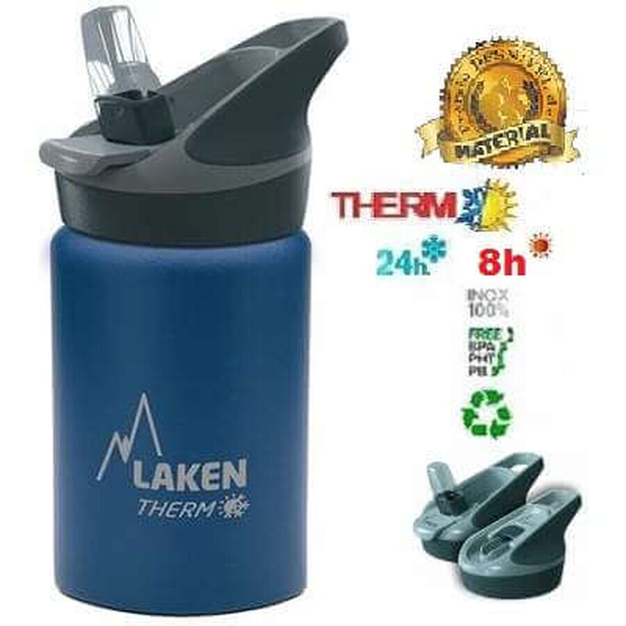 Termo de acero inoxidable con tapa automática Jannu Azul, 350ml, Laken