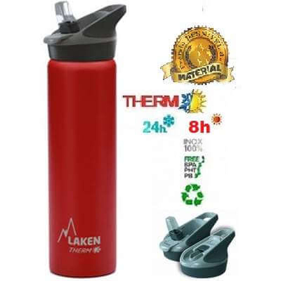 Termo de acero inoxidable con tapa automática Jannu Red, 750ml, Laken