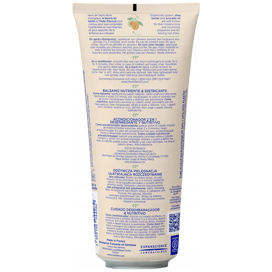 Mustela set, nourishing shampoo for easy detangling, long, curly, wavy hair, from day 1, 200 ml + conditioner for easy detangling hair, 200 ml