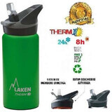 Termo de acero inoxidable con tapa automática Jannu Verde, 500ml, Laken