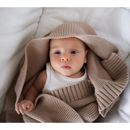 Lullalove, Strickdecke, Bambus, karamellbeige, 80 x 100 cm