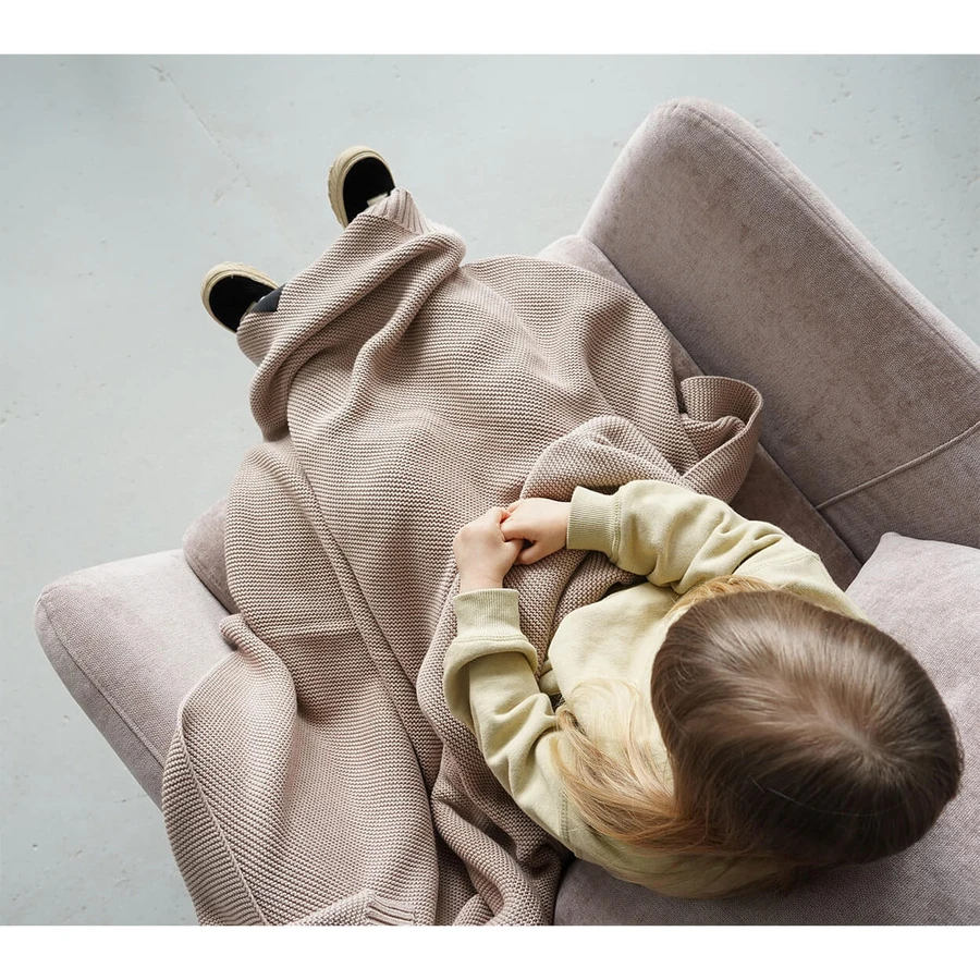 Lullalove, Strickdecke, Bambus, karamellbeige, 80 x 100 cm