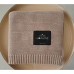 Lullalove, Strickdecke, Bambus, karamellbeige, 80 x 100 cm