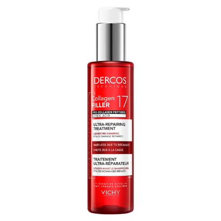 Vichy Dercos Collagen 17 Filler Ultra-Repairing Treatment, tratament pre-shampooing ultra-regenerant, 150 ml