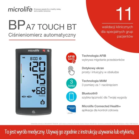 Microlife BP A7 Touch, tensiometru automat pentru brațul superior cu sursă de alimentare