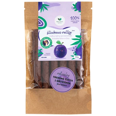 Rulouri de prune Naturally Healthy, un prebiotic natural și o sursă de fibre, 50 g