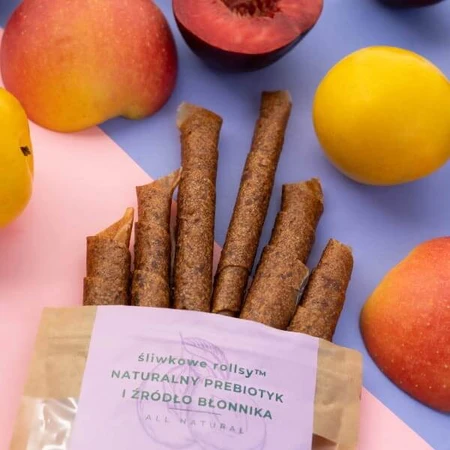 Rulouri de prune Naturally Healthy, un prebiotic natural și o sursă de fibre, 50 g