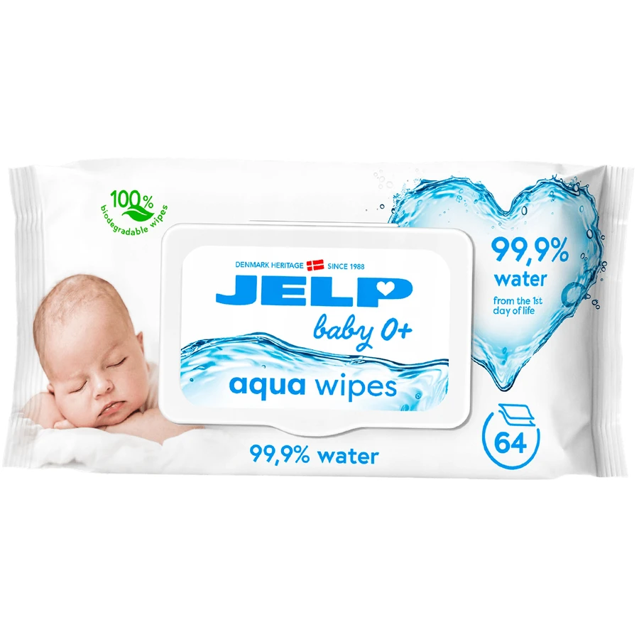 Jelp Bebé 0+, toallitas húmedas, 99,9% agua, 64 unidades