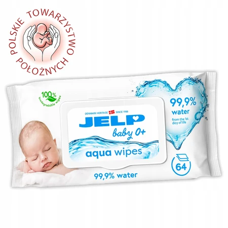 Jelp Bebé 0+, toallitas húmedas, 99,9% agua, 64 unidades