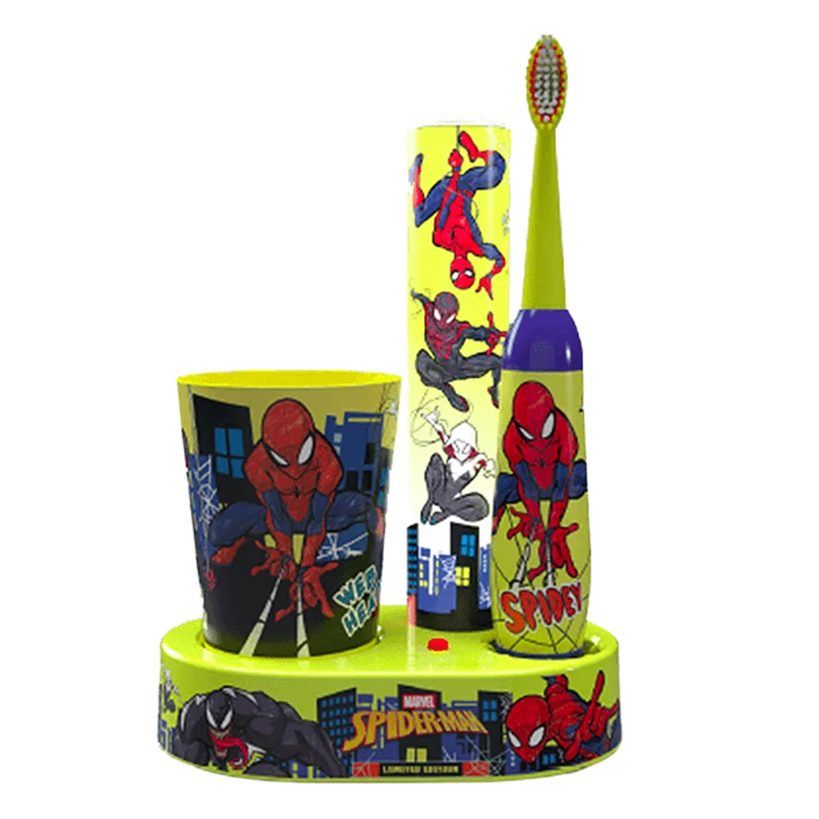 Mr White Spiderman, zestaw do mycia zębów dla dzieci, szczoteczka + pasta do zębów + kubek + podstawa LED: ceny i cechy