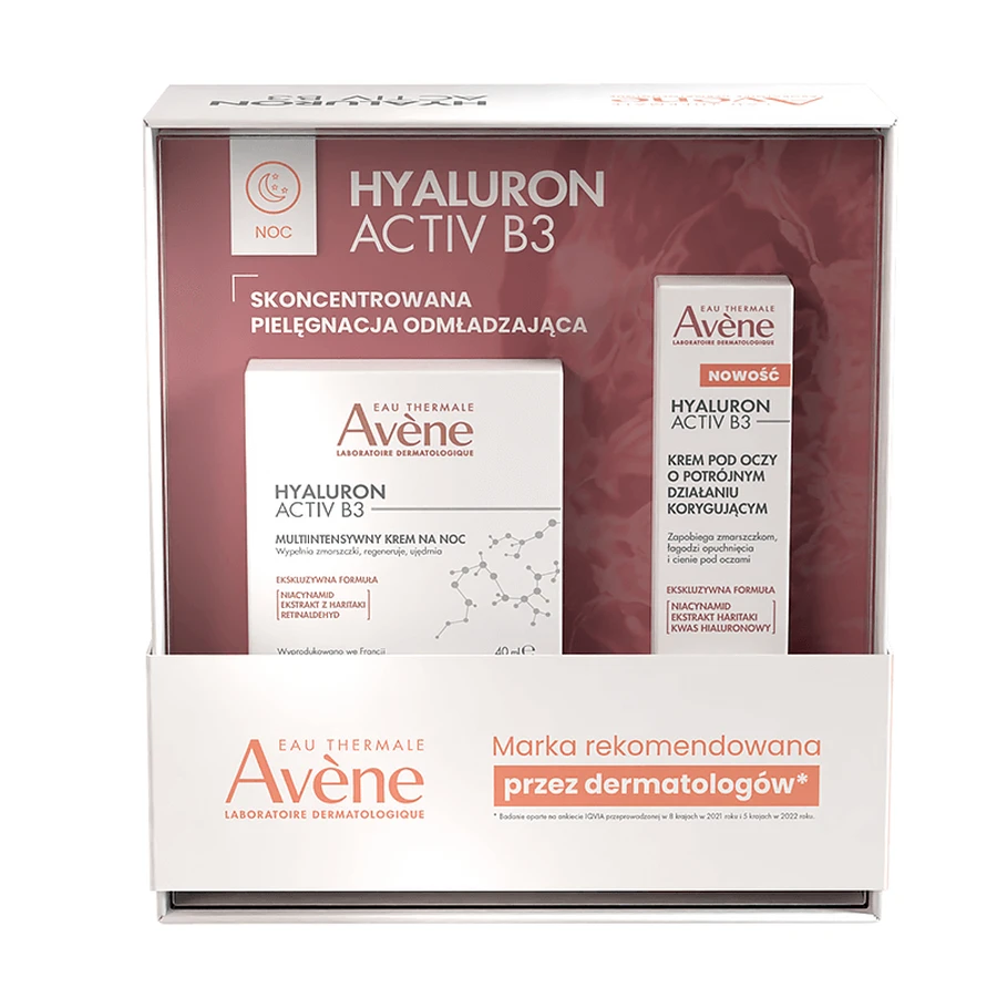 Avene Hyaluron Activ B3 set noche, crema de noche multiintensiva, 40 ml + crema contorno de ojos triple acción correctora, 15 ml