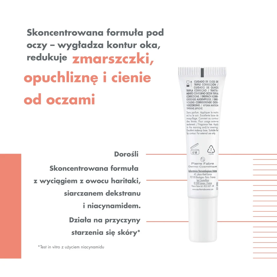 Avene Hyaluron Activ B3 set noche, crema de noche multiintensiva, 40 ml + crema contorno de ojos triple acción correctora, 15 ml