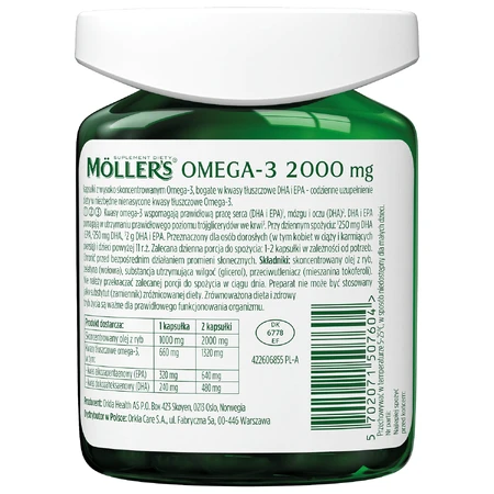 Moller's Omega-3 2000 mg, 60 kapsułek: ceny i cechy