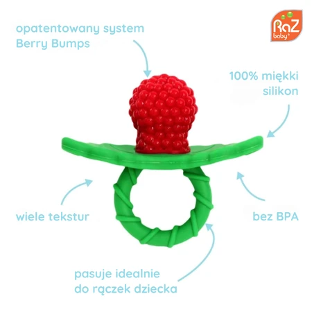 RaZbaby, gryzak silikonowy, soczysta malina, od 3 miesiąca, 1 sztuka: ceny i cechy