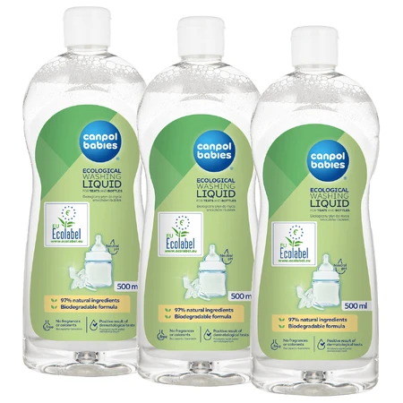 Canpol Babies set, liquide de nettoyage pour biberons et tétines, hypoallergénique, 3 x 500 ml