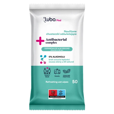 Luba Med Complex antibacterian, șervețele umede răcoritoare, 50 bucăți