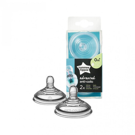 Tétine anti-colique à débit lent, 2 pièces, Tommee Tippee