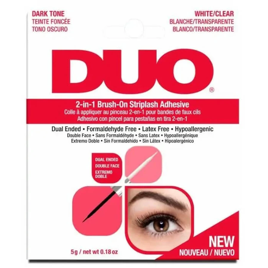 Ardell Duo 2 en 1 Brush-On Striplash Adhesivo Oscuro y Transparente, 5 g