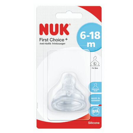 First Choice Plus M2 Tetina de silicona con orificio ancho, 6-18 meses, Nuk