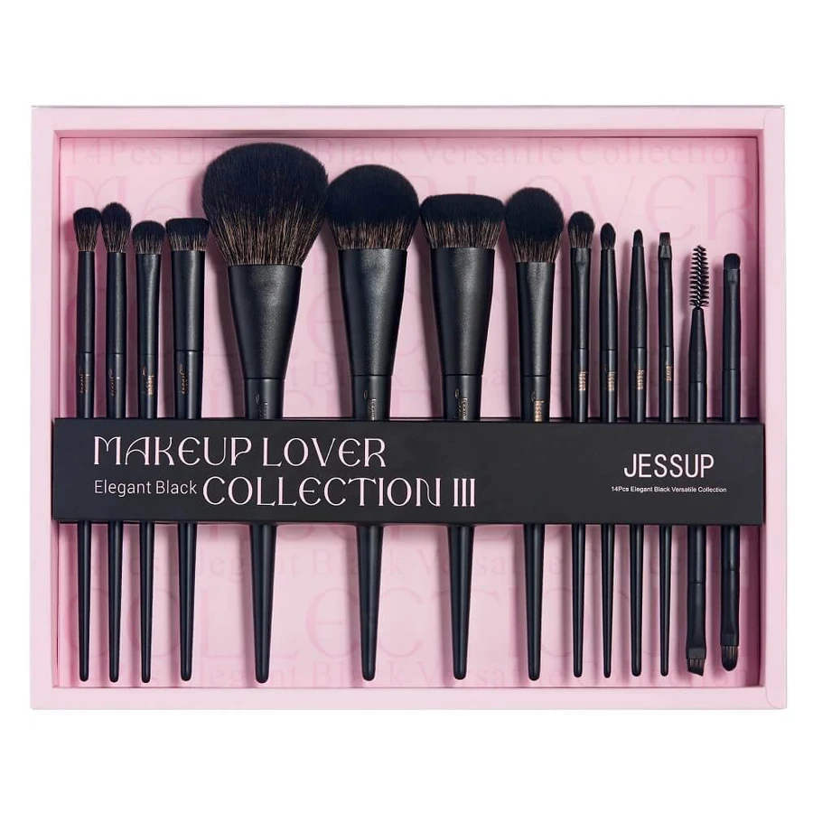 Jessup Matte Black Versatile Brush Collection Makeup Brush Set T336, 14 bucăți