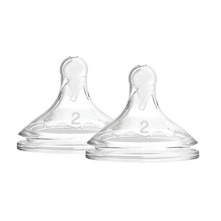 Tetinas de silicona para biberón de cuello ancho, 3 meses+, Opciones+, Nivel 2, 2 uds, Dr. Browns