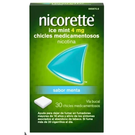 Nicorette Menthe Glacée 4 mg, 30 gommes à mâcher