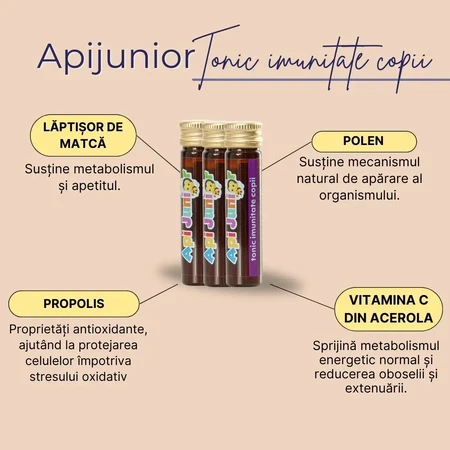 Tónico inmunológico infantil Apijunior, 20 ampollas, Albina Carpatina