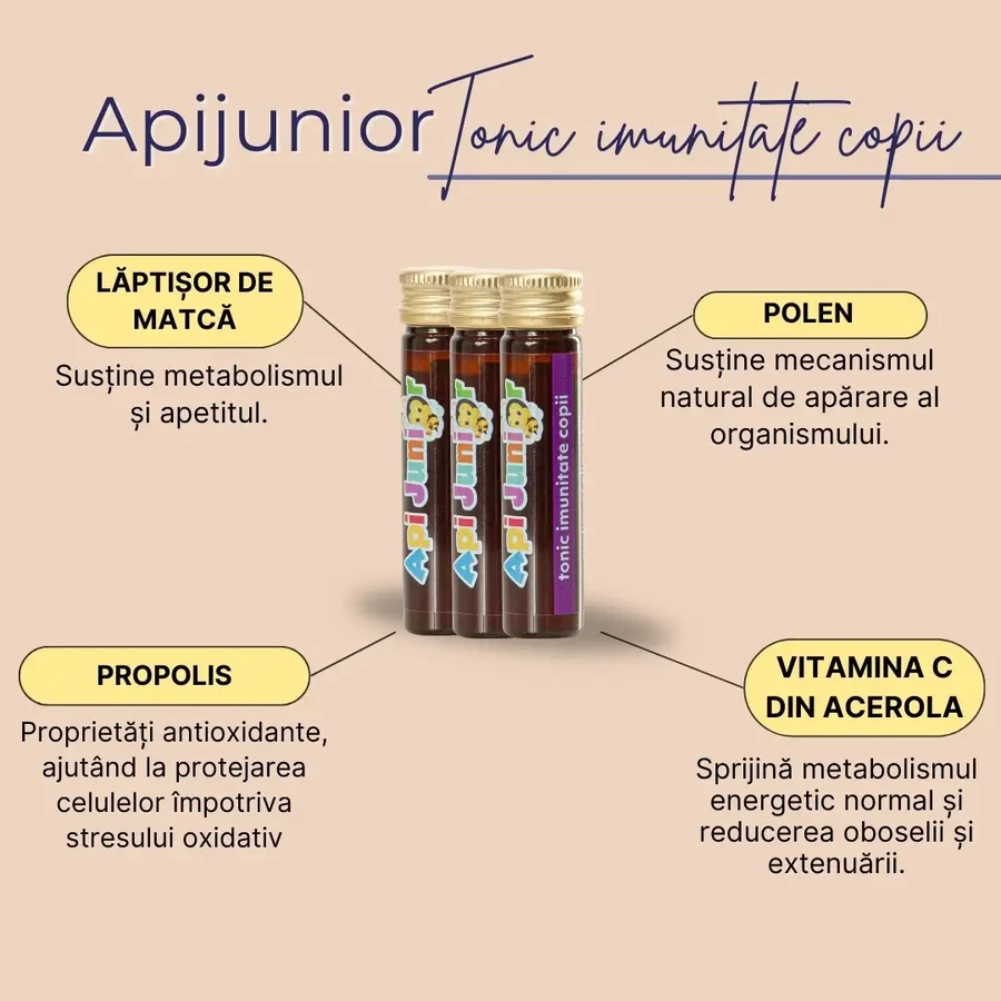 Tónico inmunológico infantil Apijunior, 20 ampollas, Albina Carpatina
