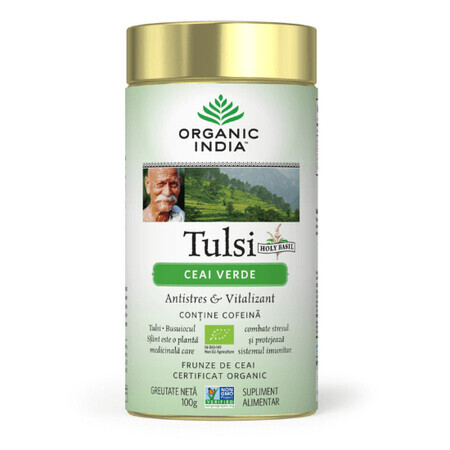 Té Verde Tulsi Adaptógeno Antiestrés, 100 g, Orgánico India