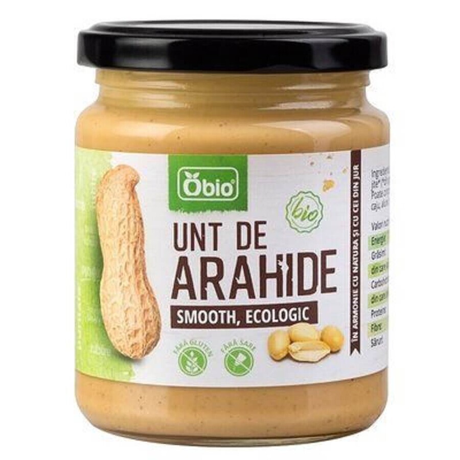 Unt de arahide smooth Bio, 250 g, Obio