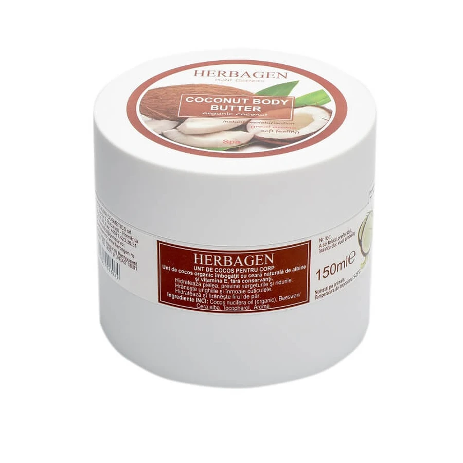 Manteca corporal de coco bio, 150 ml, Herbagen