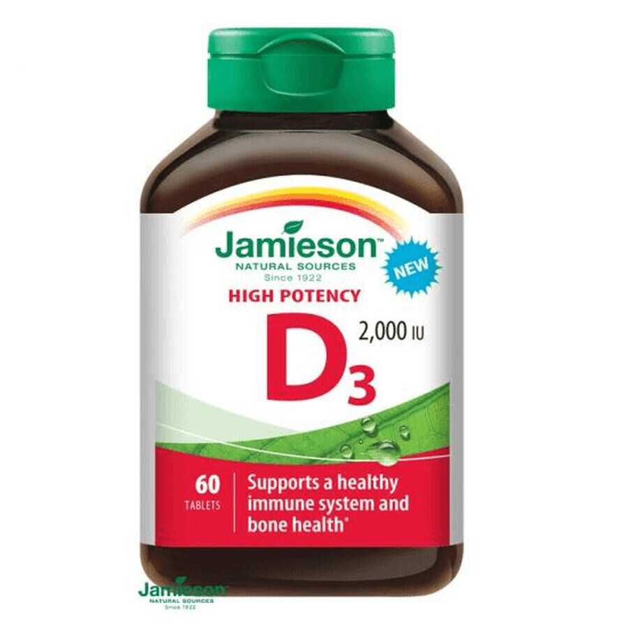 Vitamina D3 50 mcg 2000IU, 60 comprimidos, Jamieson