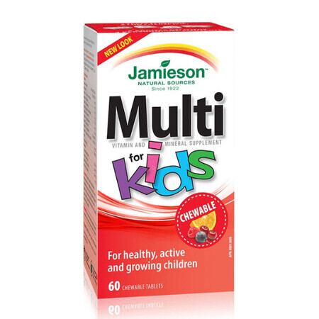 Vitamines et minéraux pour enfants Multi Kids, 60 comprimés à croquer, Jamieson