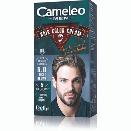 Tinte de pelo para hombre Cameleo, 5.0 Castaño Claro, Delia Cosmetics