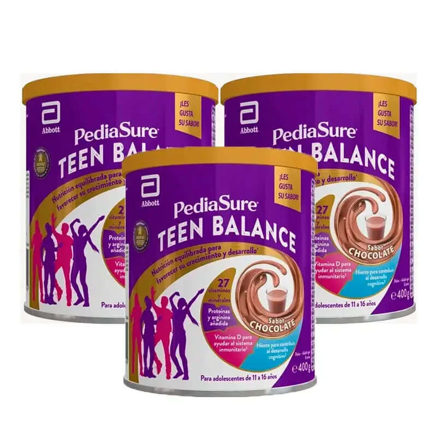 Pediasure Teen Balance Chocolate en Polvo Complemento Alimenticio para Adolescentes Pack 3 x 400 g