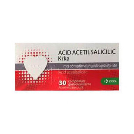 Ácido acetilsalicílico 100 mg, 30 comprimidos gastrorresistentes, Krka