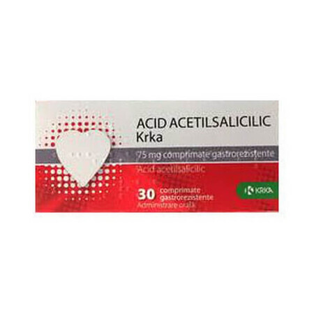 Ácido acetilsalicílico 75 mg, 30 comprimidos, Krka