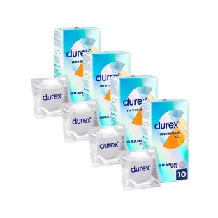 Durex Invisible Xl Ultra Thin, 10 preservativos talla Xl, paquete de 4