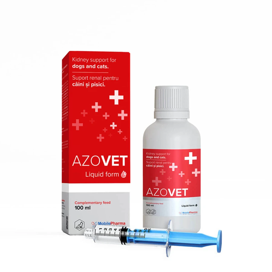 AZOVET Liquid Renal Support, XS-XL, integratore del sistema renale per gatti, flacone con applicatore, 100 ml di sospensione orale