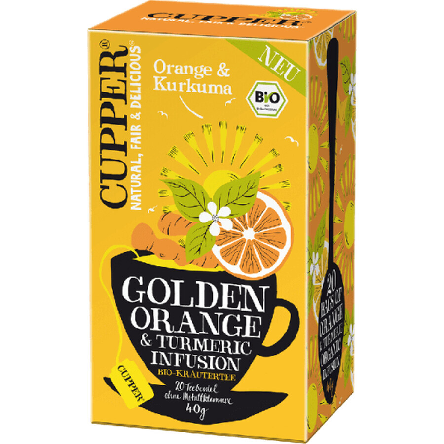 Té ecológico con infusión de naranja y cúrcuma, 20 bolsitas, Allos Hof