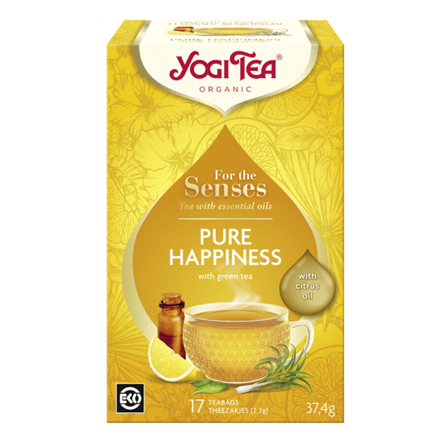 Pure Happiness For the Senses Organic Tea with Essential Oils, 17 bolsitas, Yogi Tea