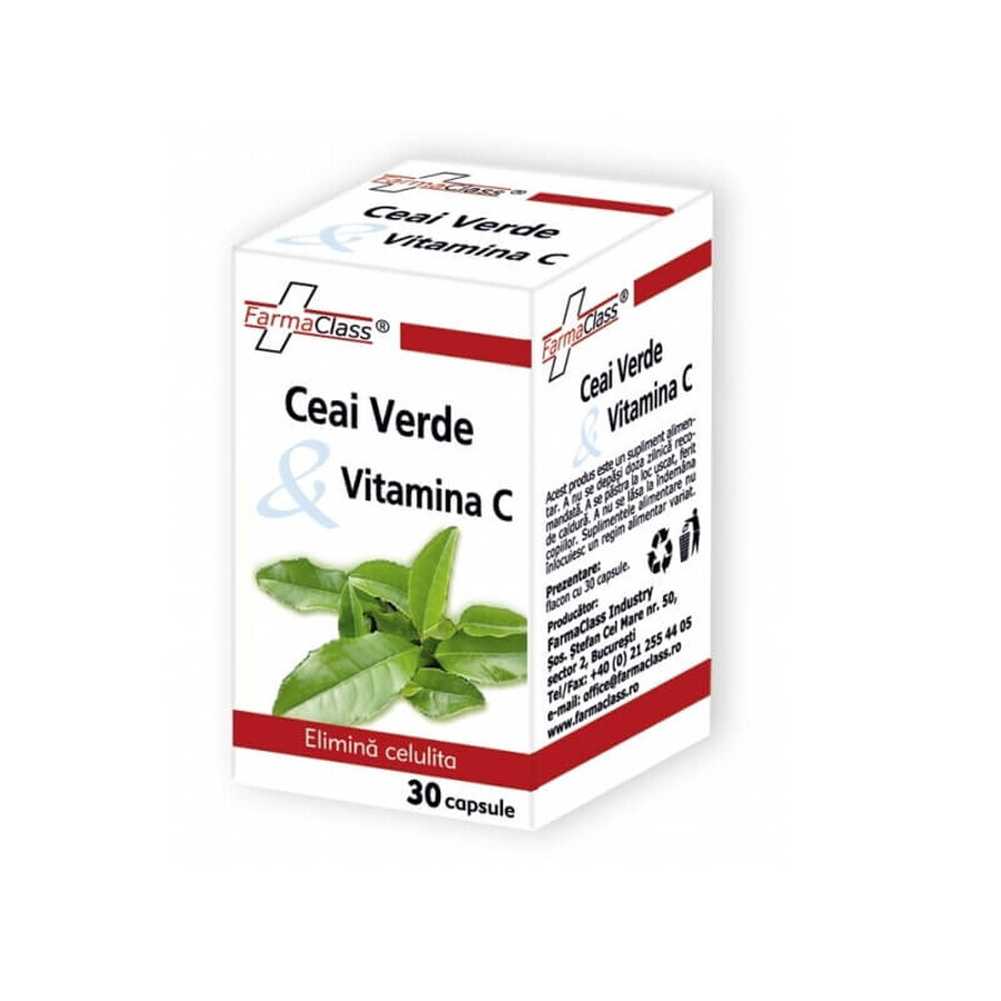 Té Verde con Vitamina C, 30 cápsulas, FarmaClass