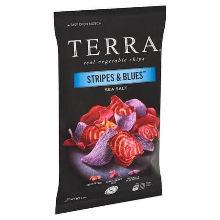 Stripes &amp; Blues chips de sal marina, 110 g, Terra