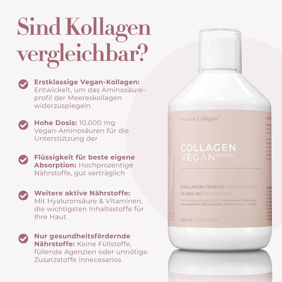 Colágeno Líquido Reparador con Ácido Hialurónico + Vitaminas + Minerales 10.000 mg, 500 ml, Swedish Collagen