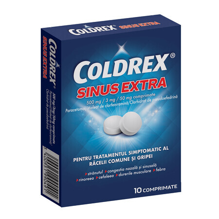 Coldrex Sinus Extra 500mg/3mg/50mg, 10 comprimidos, Perrigo