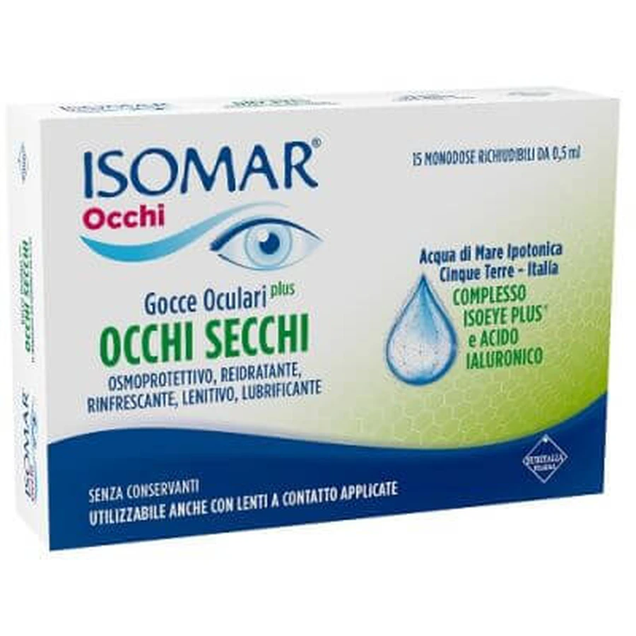 Isomar ochi uscați plus picături oculare acid hialuronic 0,20% 15 flacoane