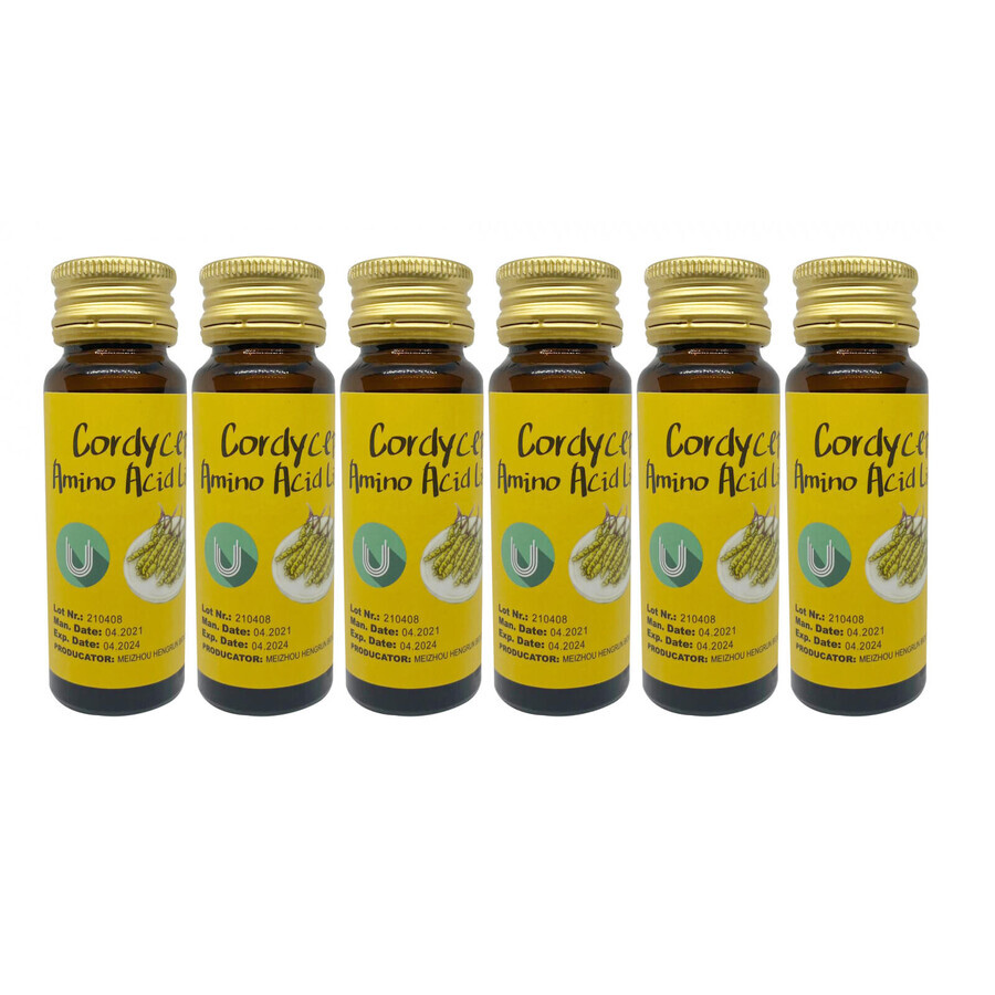 Cordyceps Aminoácido Líquido, 6 viales x 30 ml, Meizhou Hengrun