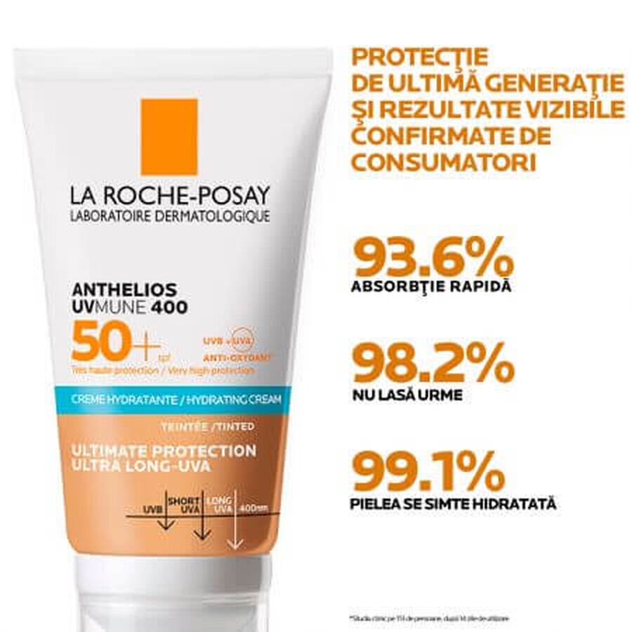 La Roche-Posay Anthelios Feuchtigkeitscreme mit Farbpigmenten für Sonnenschutz SPF 50+ UVmune, 50 ml,